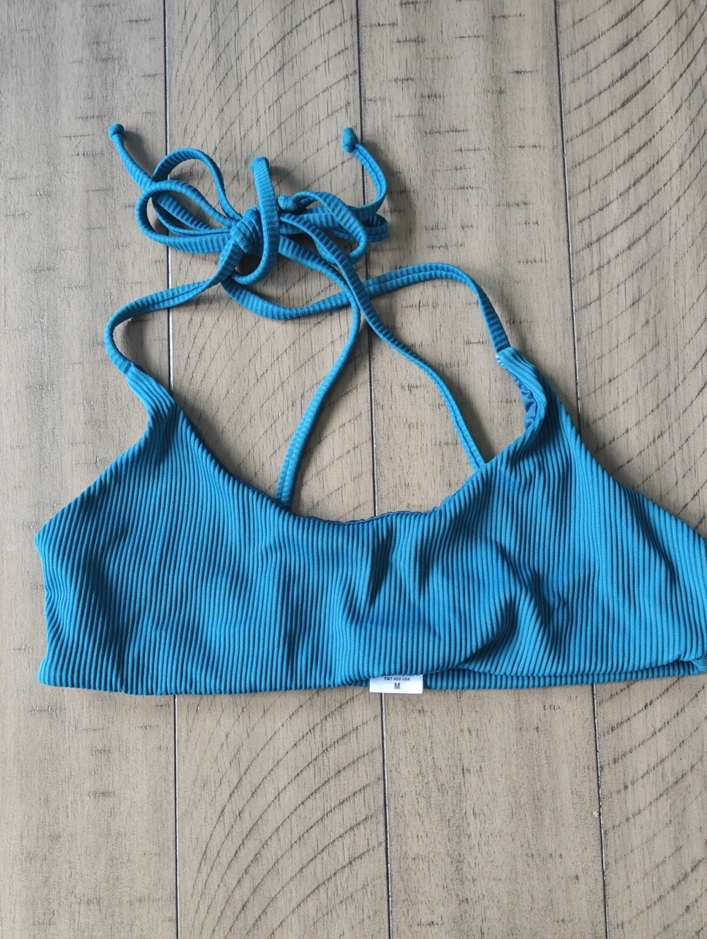 Beach Riot Teal Ribbed Bikini Top